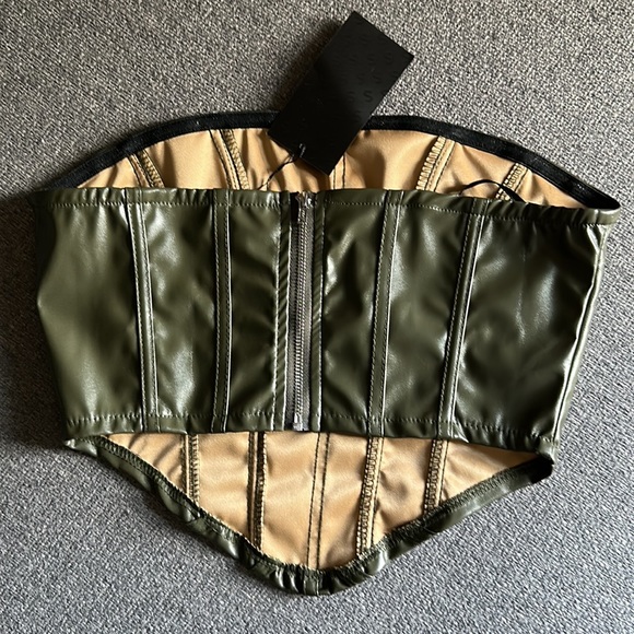 Sexy PU Zip Back Leather Tube Top - Picture 5 of 7